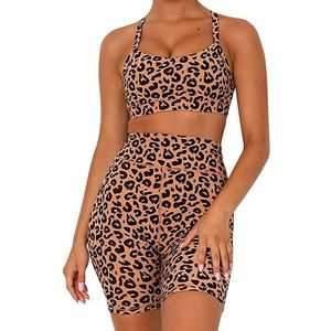 NWOT Leopard Print Bike Shorts and sport bra